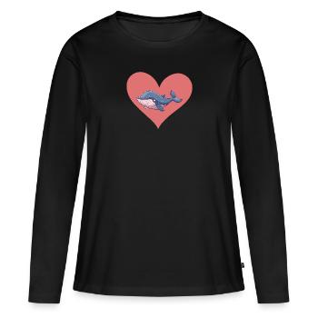Meeresleben Unter Wasser Wale - Frauen Premium Bio Langarmshirt - Schwarz - Vorne - Julia (174cm)