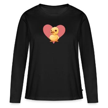 Caneton canard à bec - T-shirt manches longues Premium bio Femme - noir - Devant - Julia (174cm)