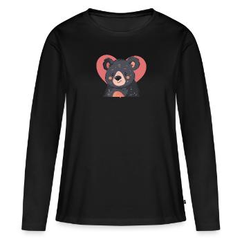 Baer Grizzly - Frauen Premium Bio Langarmshirt - Schwarz - Vorne - Julia (174cm)