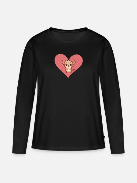 Mäuse Nagetier Mäuschen - Frauen Premium Bio Langarmshirt - Schwarz