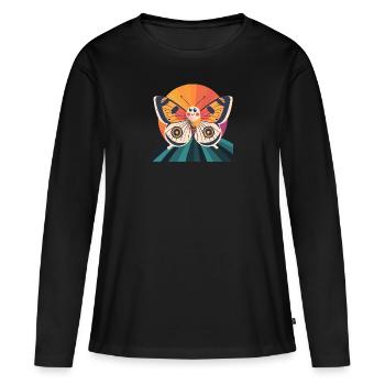Schmetterling Sommer Schmetterlinge - Frauen Premium Bio Langarmshirt - Schwarz - Vorne - Julia (174cm)