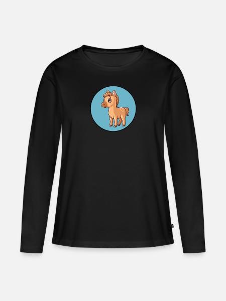 Pferd Hufe - Frauen Premium Bio Langarmshirt - Schwarz