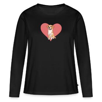 Chien Chiens Teckel - T-shirt manches longues Premium bio Femme - noir - Devant - Julia (174cm)