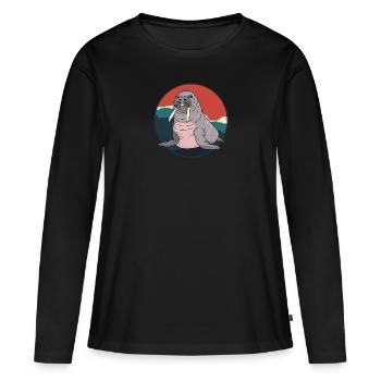 Morse Animal marin - T-shirt manches longues Premium bio Femme - noir - Devant - Julia (174cm)