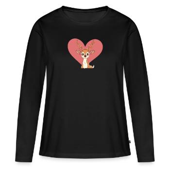 Hirsch Elch Wald - Frauen Premium Bio Langarmshirt - Schwarz - Vorne - Julia (174cm)