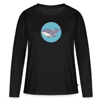 Wal Meeresleben Wale - Frauen Premium Bio Langarmshirt - Schwarz - Vorne - Julia (174cm)