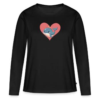 Whale Sea Creatures Fin - Women's Premium Organic Long Sleeve Shirt - black - Front - Julia (174cm)