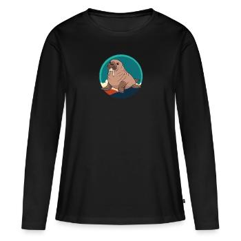 Walrus Alaska Manatee - Women's Premium Organic Long Sleeve Shirt - black - Front - Julia (174cm)