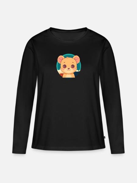 Mäuschen Maus Ratte - Frauen Premium Bio Langarmshirt - Schwarz