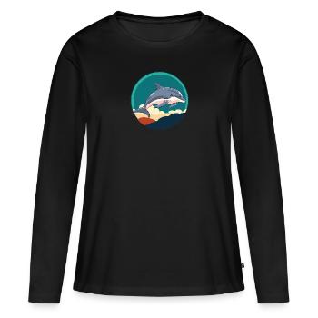Dolphin Marine Animal Dolphins - Women's Premium Organic Long Sleeve Shirt - black - Front - Julia (174cm)