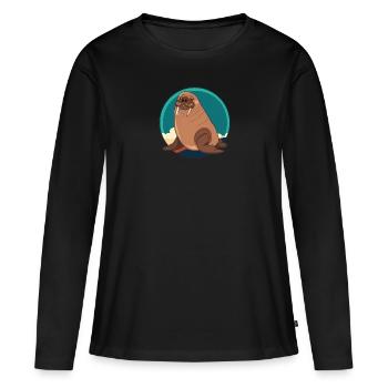 Morse Créatures de la mer Lion de mer - T-shirt manches longues Premium bio Femme - noir - Devant - Julia (174cm)