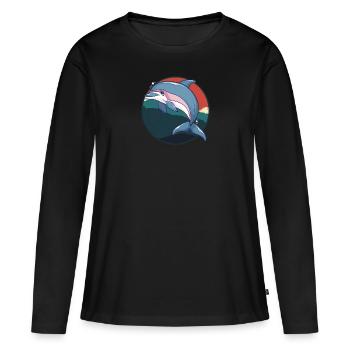 Dolphin Sea Sea Animal - Women's Premium Organic Long Sleeve Shirt - black - Front - Julia (174cm)