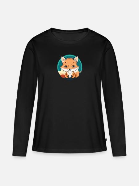 Fuchs Waldbewohner Waldtier - Frauen Premium Bio Langarmshirt - Schwarz