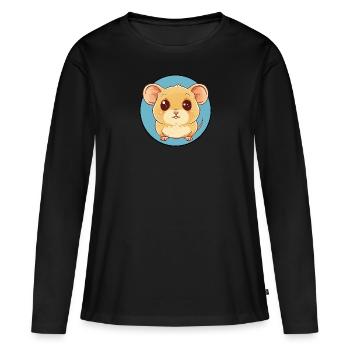 Maus - Frauen Premium Bio Langarmshirt - Schwarz - Vorne - Julia (174cm)