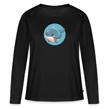 Vie marine Aileron Animal marin - T-shirt manches longues Premium bio Femme - noir - Devant - Julia (174cm)