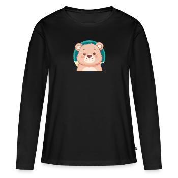 Baer Teddybär Waldtier - Frauen Premium Bio Langarmshirt - Schwarz - Vorne - Julia (174cm)