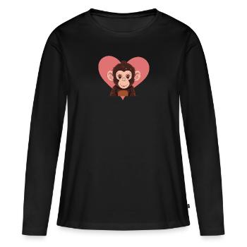 Singe Singe Banane - T-shirt manches longues Premium bio Femme - noir - Devant - Julia (174cm)