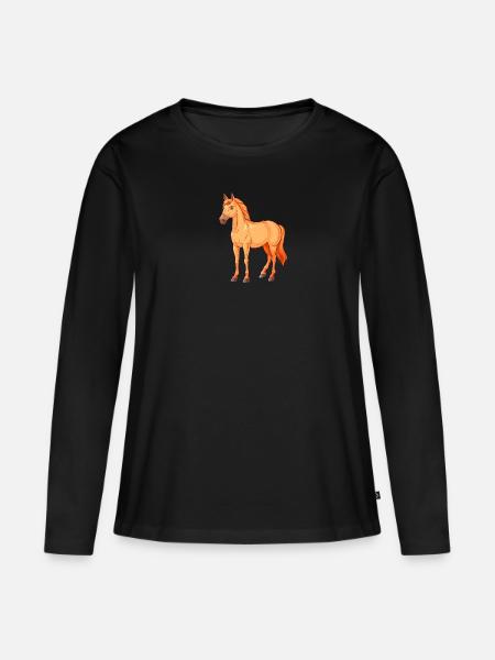 Pferde Hufe Ponyhof - Frauen Premium Bio Langarmshirt - Schwarz