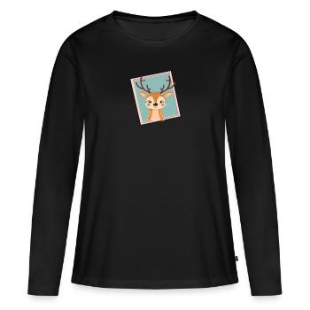 Chasse au cerf en forêt - T-shirt manches longues Premium bio Femme - noir - Devant - Julia (174cm)