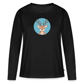 Cerf, chasse, cerf, habitants de la forêt - T-shirt manches longues Premium bio Femme - noir - Devant - Julia (174cm)