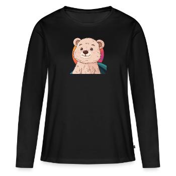 Baer Braunbär Waldtier - Frauen Premium Bio Langarmshirt - Schwarz - Vorne - Julia (174cm)