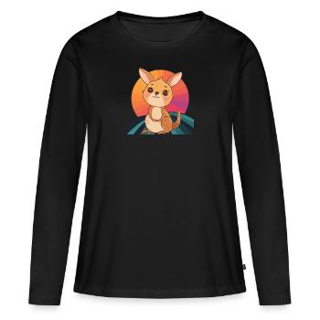 Kaenguru Sydney - Frauen Premium Bio Langarmshirt - Schwarz - Vorne - Julia (174cm)