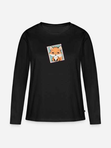Fuchs Wald Waldtier - Frauen Premium Bio Langarmshirt - Schwarz