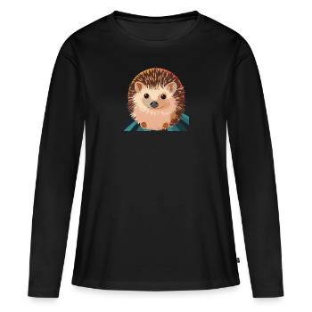 Hérisson Thornig Spitz - T-shirt manches longues Premium bio Femme - noir - Devant - Julia (174cm)