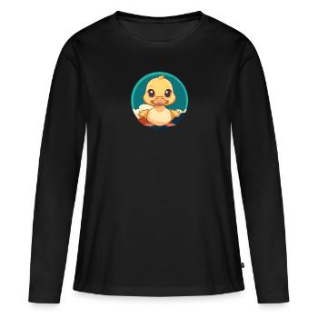 Coassement d’oiseau de canard - T-shirt manches longues Premium bio Femme - noir - Devant - Julia (174cm)