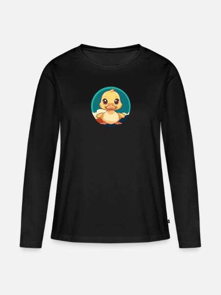 Ente Vogel Quak - Frauen Premium Bio Langarmshirt - Schwarz