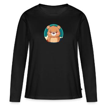 Baer Grizzly Waldbewohner - Frauen Premium Bio Langarmshirt - Schwarz - Vorne - Julia (174cm)
