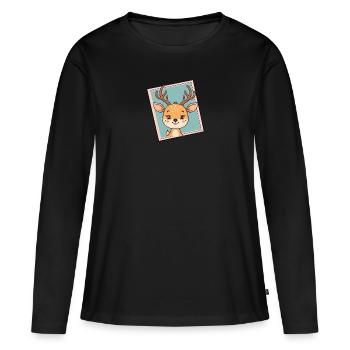 Deer Fawn Deer Hunting - Women's Premium Organic Long Sleeve Shirt - black - Front - Julia (174cm)