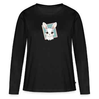 Lapin de Pâques Dent de lapin - T-shirt manches longues Premium bio Femme - noir - Devant - Julia (174cm)