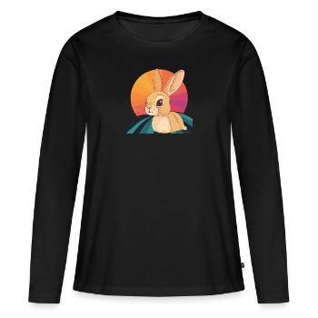 Lapin à dents de lapin Bunny - T-shirt manches longues Premium bio Femme - noir - Devant - Julia (174cm)