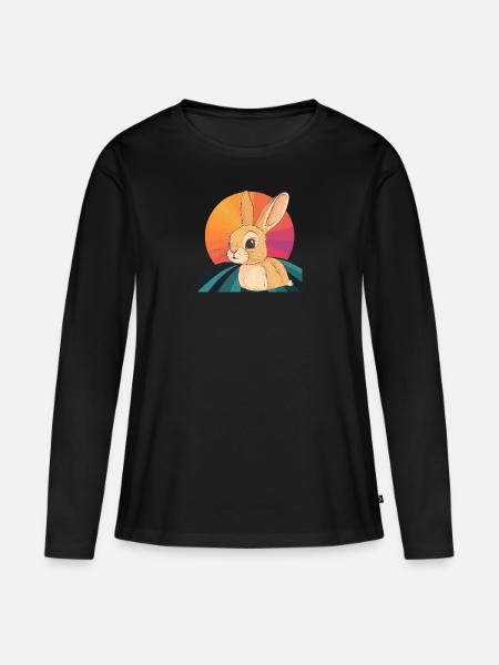 Hasenzahn Häschen Hase - Frauen Premium Bio Langarmshirt - Schwarz