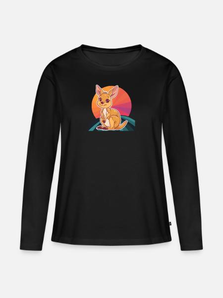 Kaenguru Beuteltier - Frauen Premium Bio Langarmshirt - Schwarz