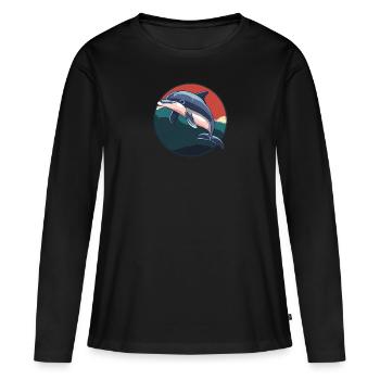 Dolphin Sea Creatures - Women's Premium Organic Long Sleeve Shirt - black - Front - Julia (174cm)