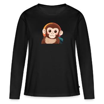 Singe Visage de Singe - T-shirt manches longues Premium bio Femme - noir - Devant - Julia (174cm)