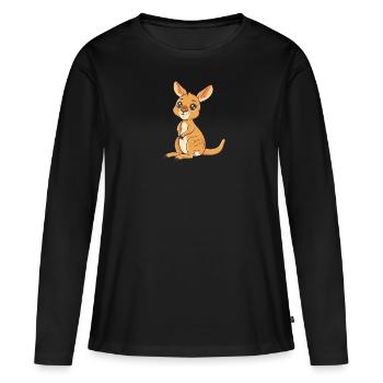 Kangourou - T-shirt manches longues Premium bio Femme - noir - Devant - Julia (174cm)