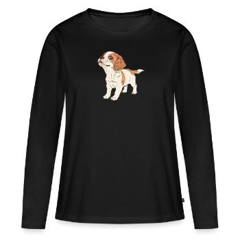 Chien Amoureux des chiens Amoureux des chiens - T-shirt manches longues Premium bio Femme - noir - Devant - Julia (174cm)