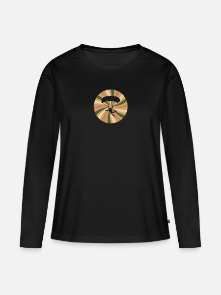 Skydiving Skydive Freifall - Frauen Premium Bio Langarmshirt - Schwarz