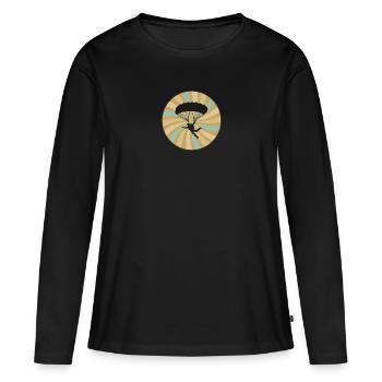 Skydiving Parachuting Freefall - Women's Premium Organic Long Sleeve Shirt - black - Front - Julia (174cm)