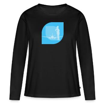 Flugbegleiter Flugbegleiterin Airline - Frauen Premium Bio Langarmshirt - Schwarz - Vorne - Julia (174cm)