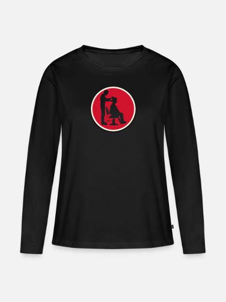 Friseur Frisör Haarschnitt - Frauen Premium Bio Langarmshirt - Schwarz
