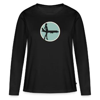 Flugbegleiter Stewardess - Frauen Premium Bio Langarmshirt - Schwarz - Vorne - Julia (174cm)