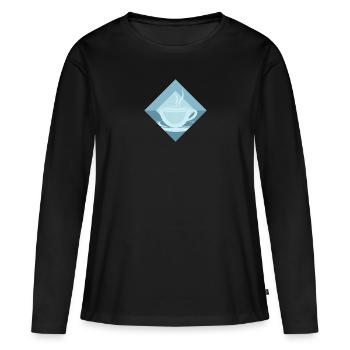 Kaffee Espresso Caf - Frauen Premium Bio Langarmshirt - Schwarz - Vorne - Julia (174cm)