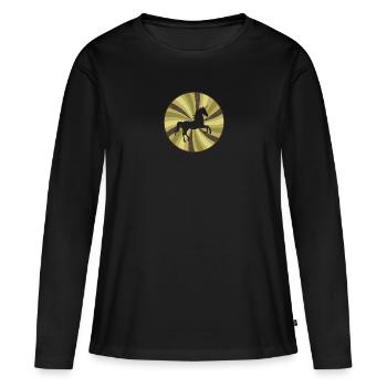 Licorne créature mythique paillettes - T-shirt manches longues Premium bio Femme - noir - Devant - Julia (174cm)