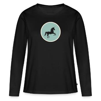 Licorne Créature Mythique Corne - T-shirt manches longues Premium bio Femme - noir - Devant - Julia (174cm)