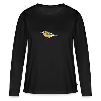 b i r d946 - Frauen Premium Bio Langarmshirt - Schwarz - Vorne - Julia (174cm)