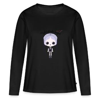 Ange de la morelle avec chauve-souris - T-shirt manches longues Premium bio Femme - noir - Devant - Julia (174cm)